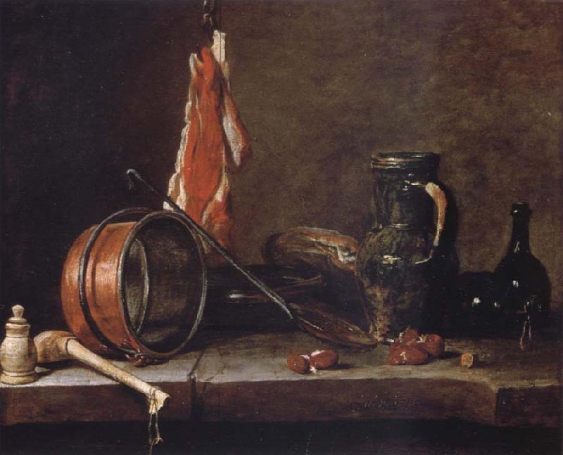 Jean Baptiste Simeon Chardin Uppige food with cook utensils Sweden oil painting art